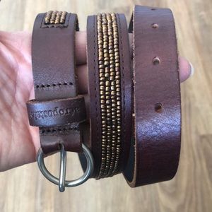 Aeropostale Brown Beaded Belt Size Small NWT